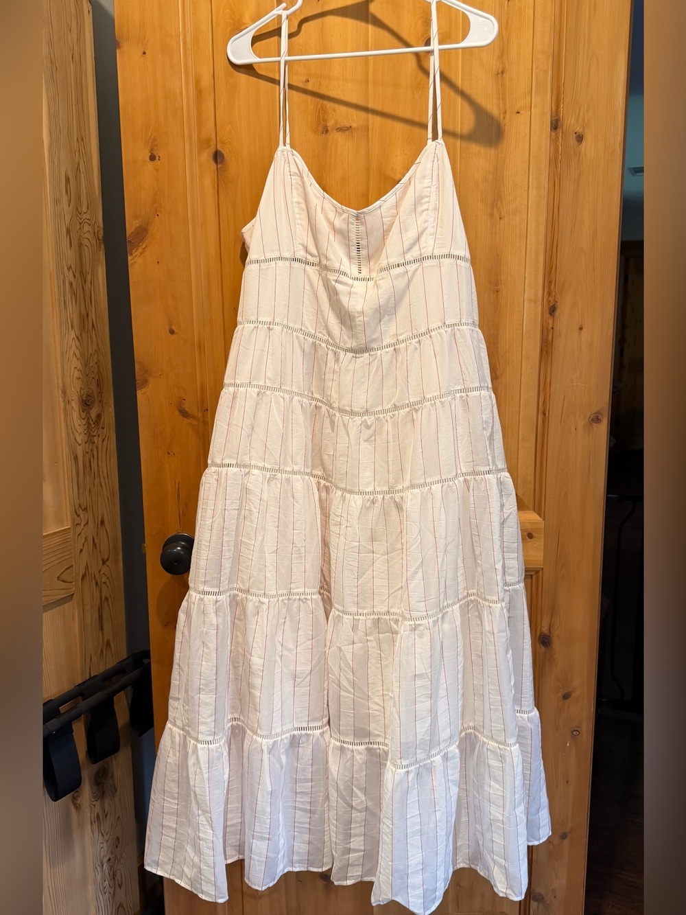 J. Crew Cream Tiered Sundress with Red Stripes 18 NWT